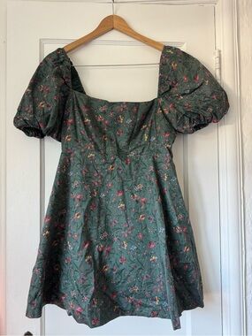 Hill House Green Floral Smocked Top